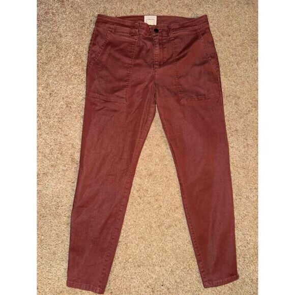 Sanctuary Burgundy‎ Ankle Zip Utility Pants Casual Chino Style Size 29 - Picture 1 of 5